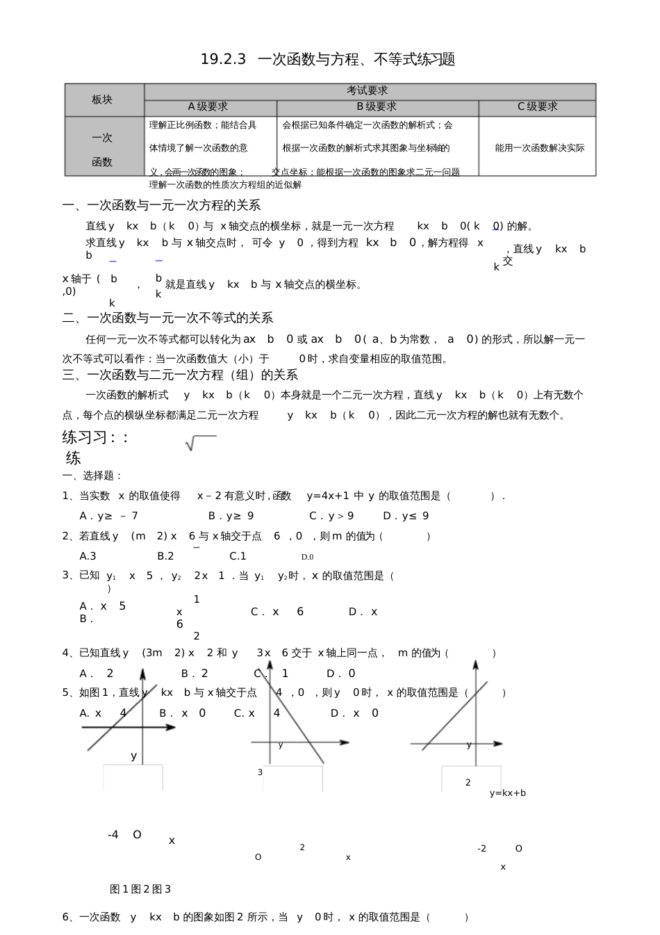 19.2.3一次函数与方程、不等式练习题[共5页]_第1页