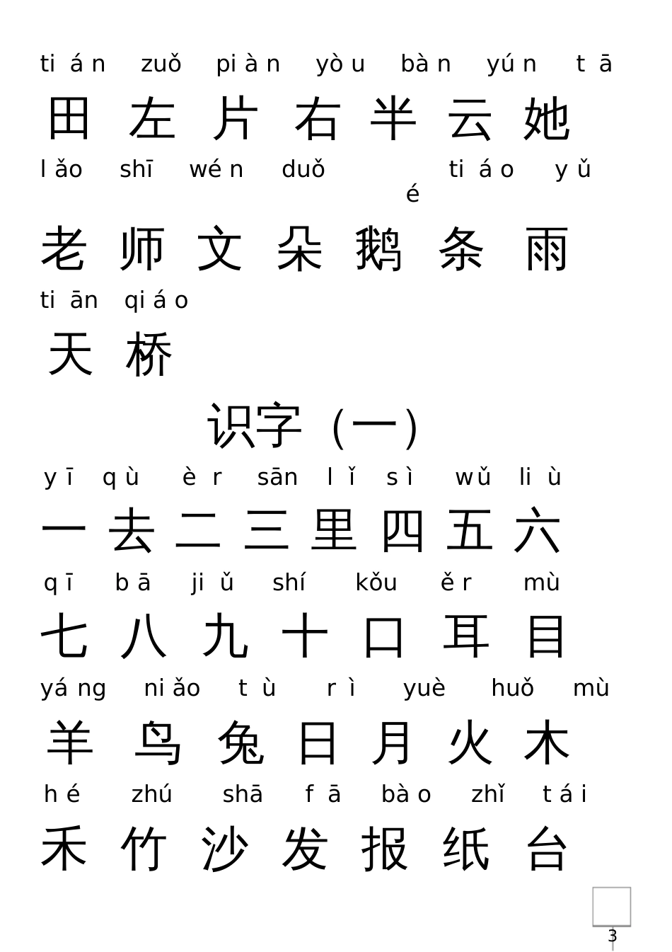 孩子小学一年级生字表带拼音_第3页