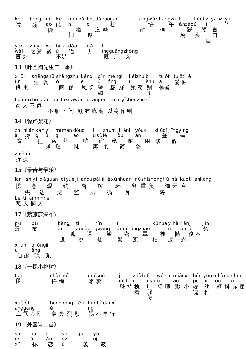 七年级下册生字词带拼音_第3页