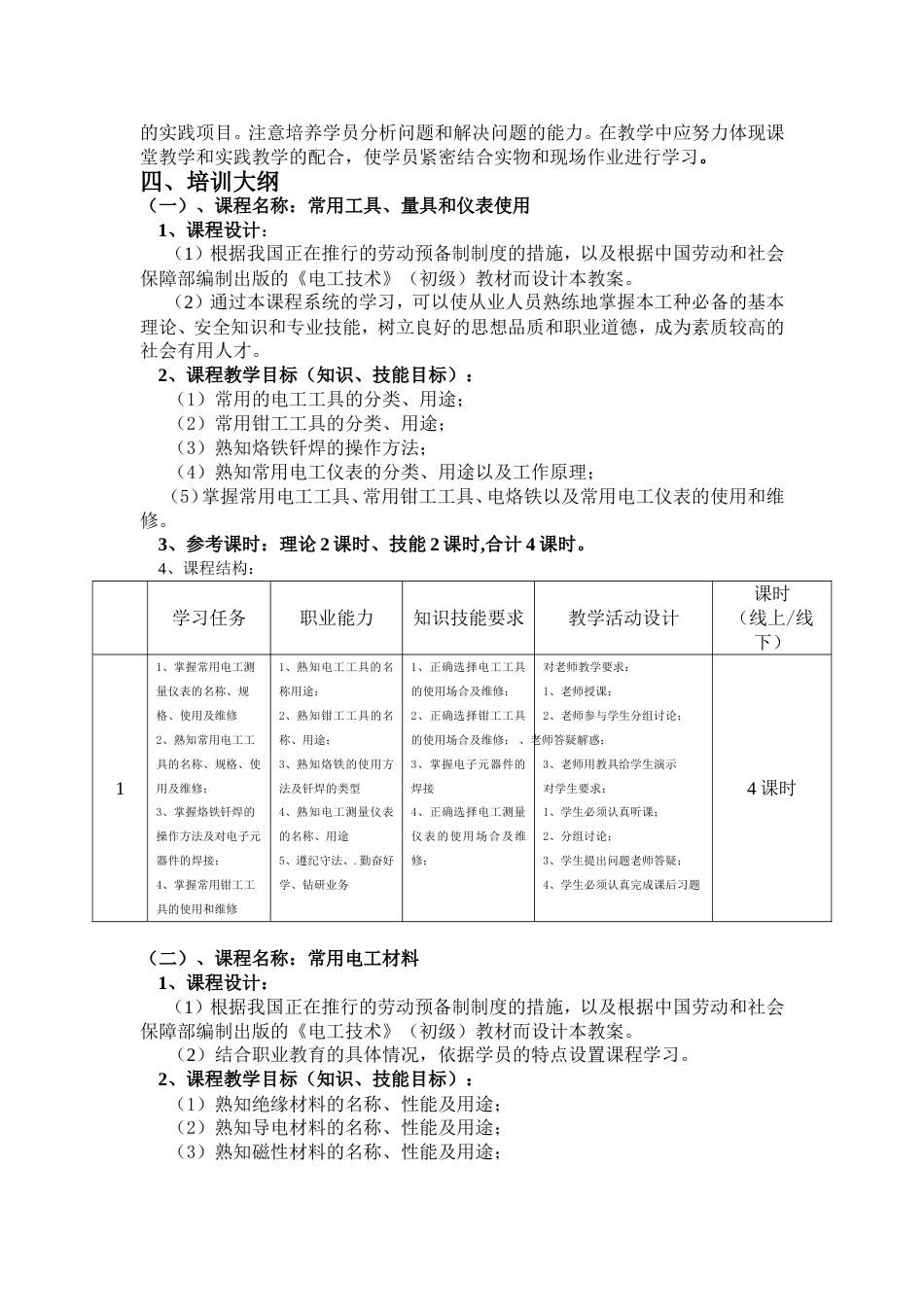 电工五级培训计划与大纲_第2页