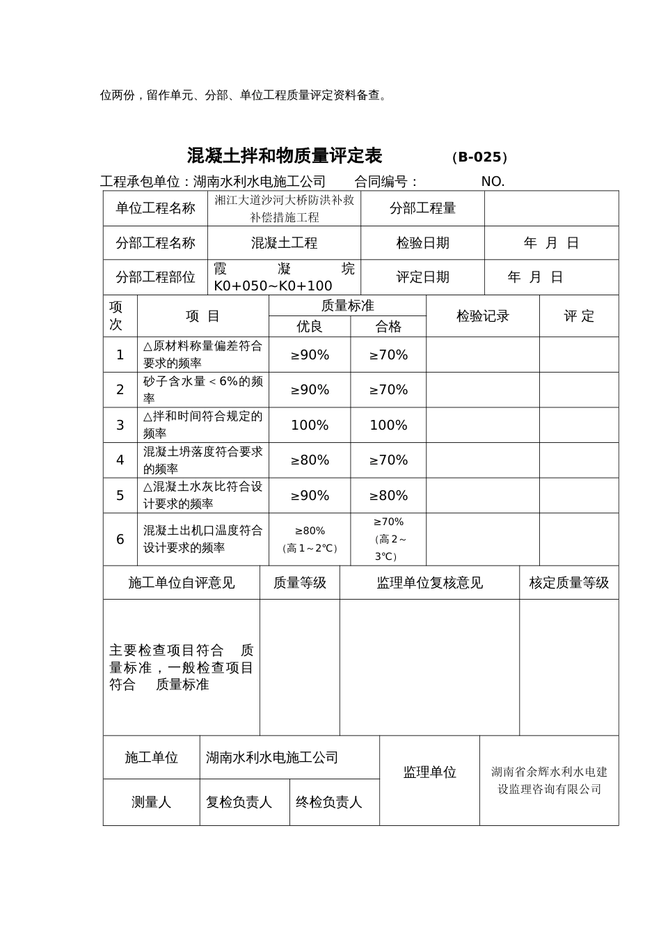 （B-025）混凝土拌和物质量评定表_第2页