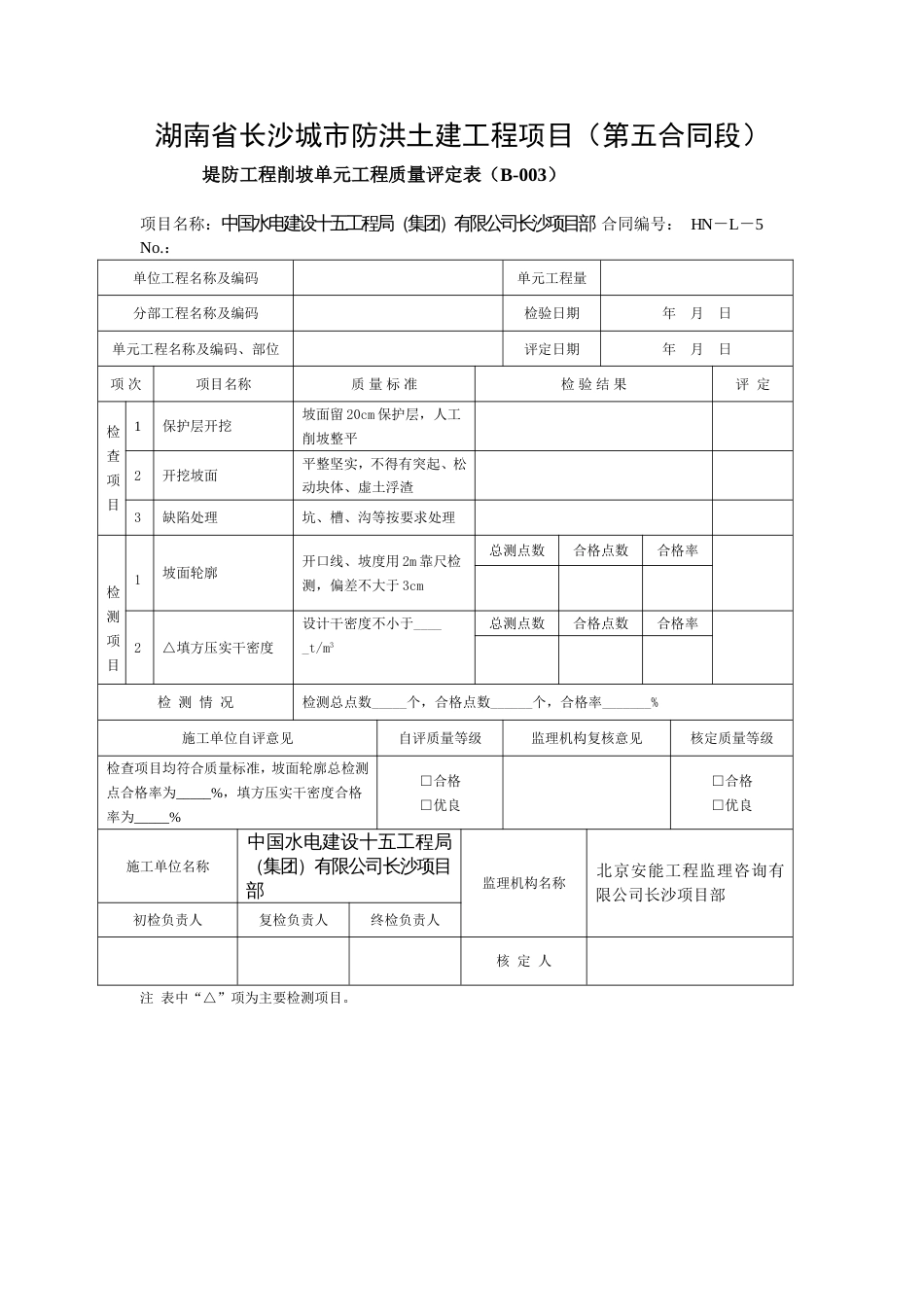 （B-069）  堤防工程削坡单元工程质量评定表_第1页