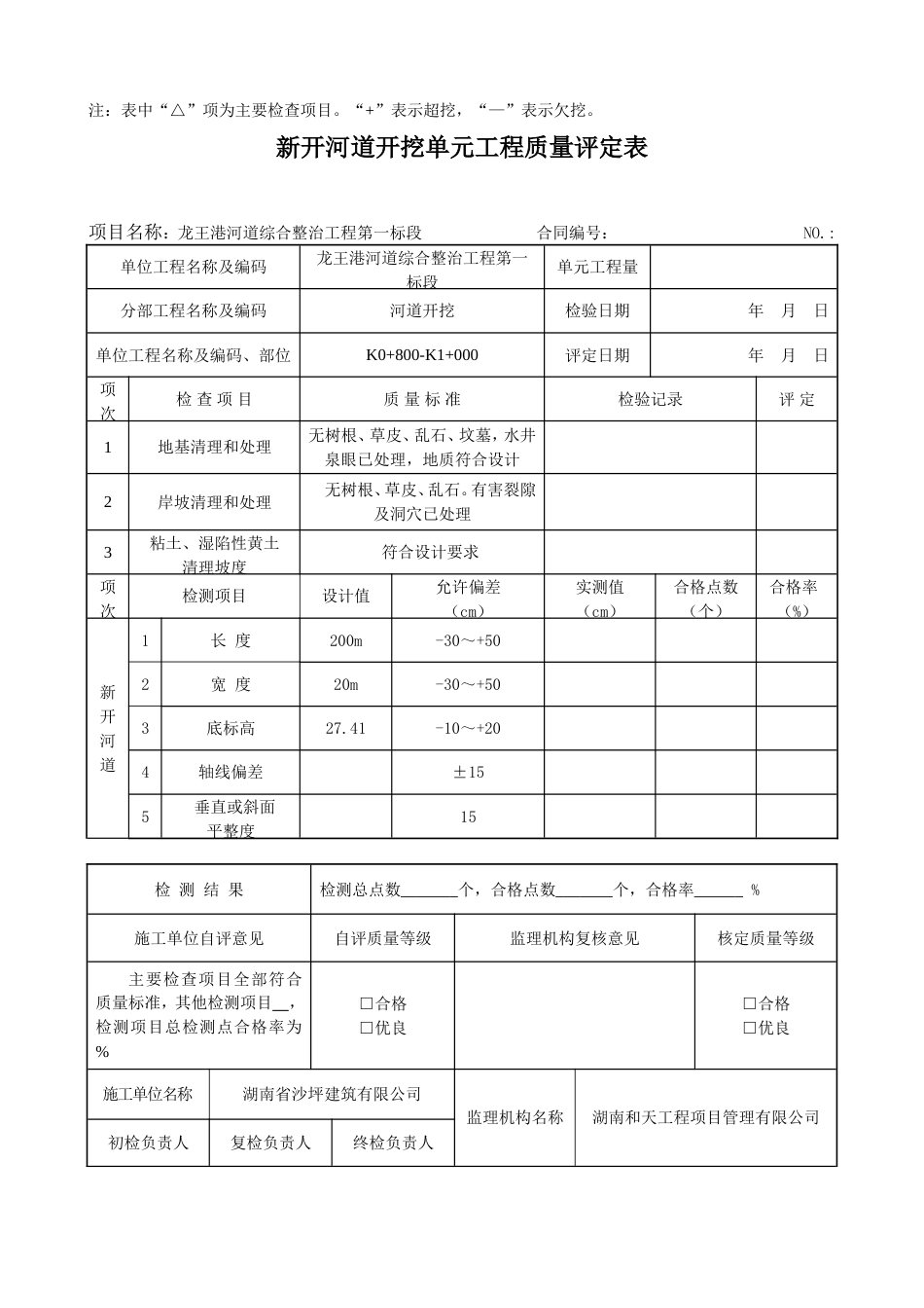 新开河道开挖单元工程质量评定表_第2页