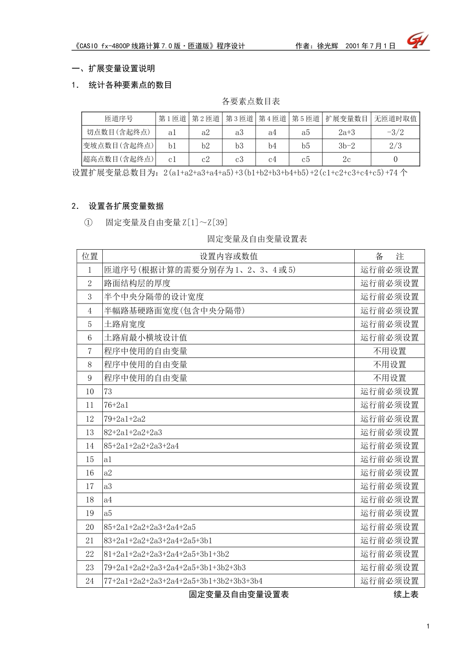 CASIO程序(线路计算7.0版.匝道版)_第1页