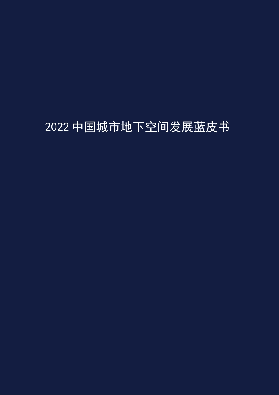 2022中国城市地下空间发展蓝皮书_第1页