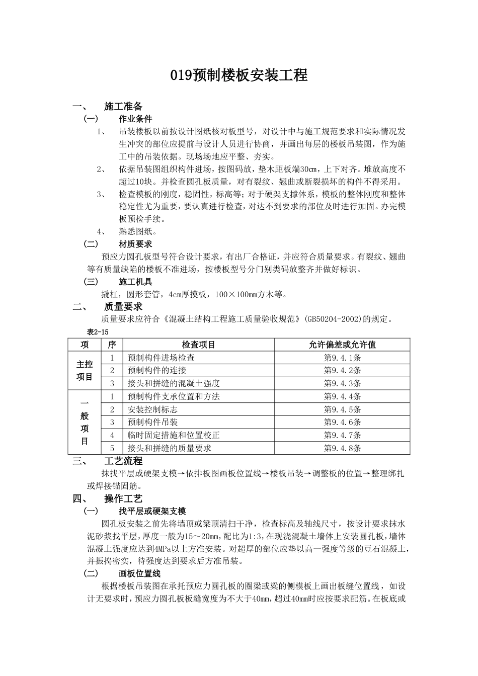 019预制楼板安装工程_第1页