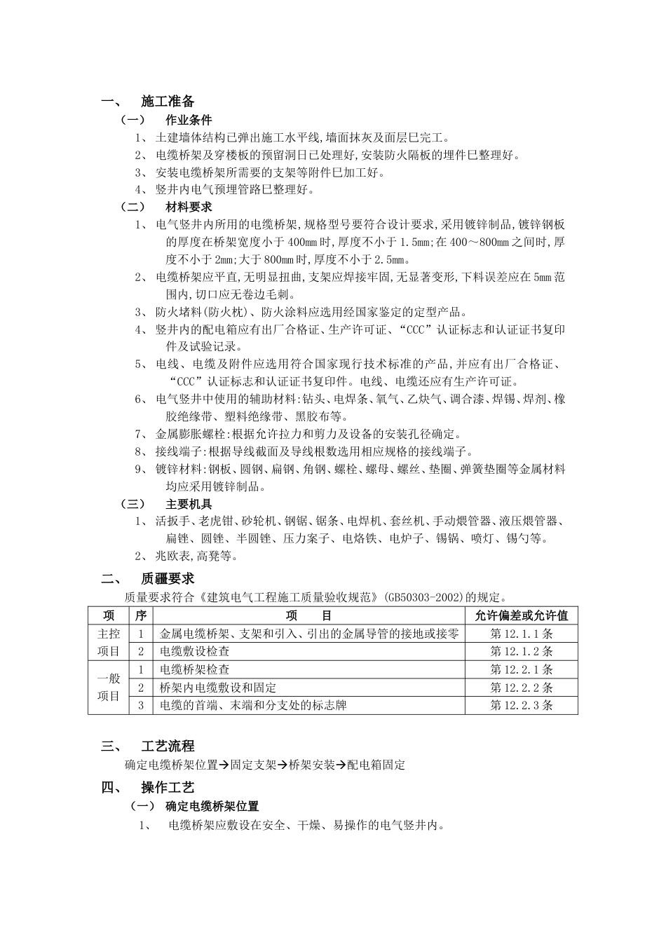 012电气竖井内电缆桥架工程_第1页