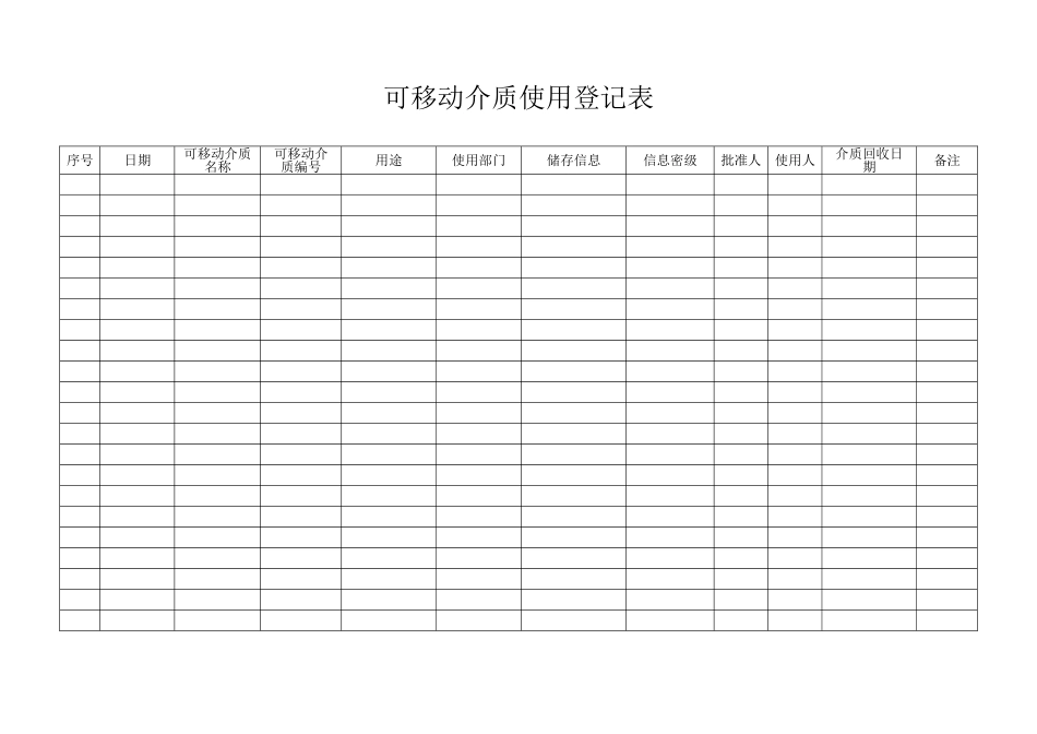 ISO27001体系认证-02可移动介质使用登记表_第1页