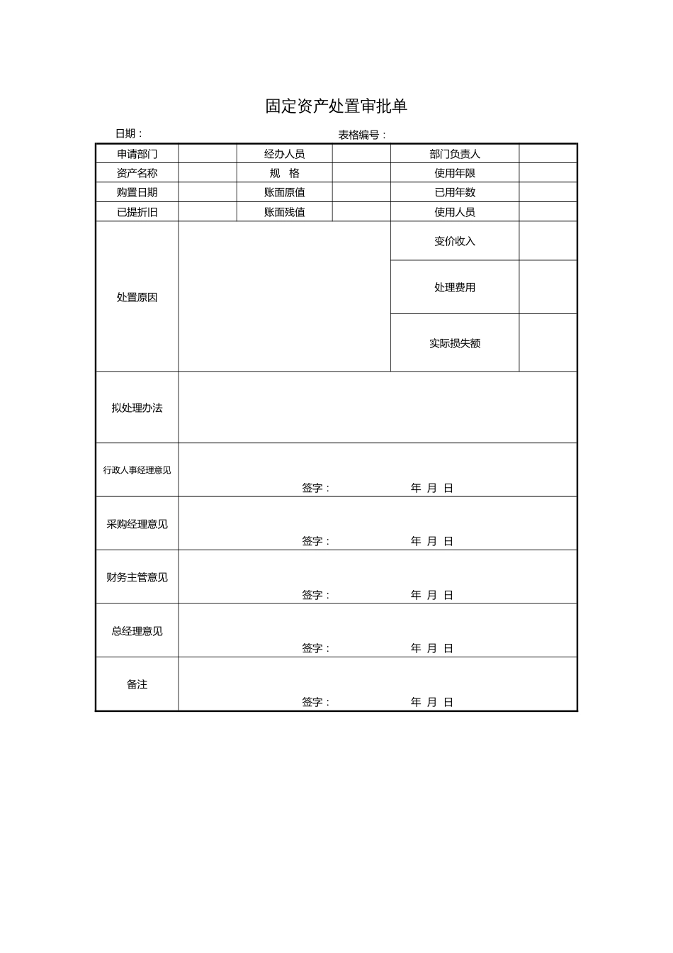 ISO27001体系认证-固定资产处置审批单_第1页