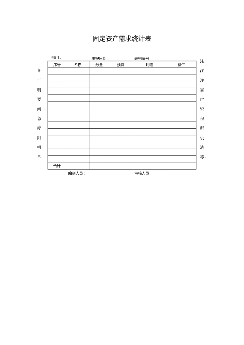 ISO27001体系认证-固定资产需求统计表_第1页