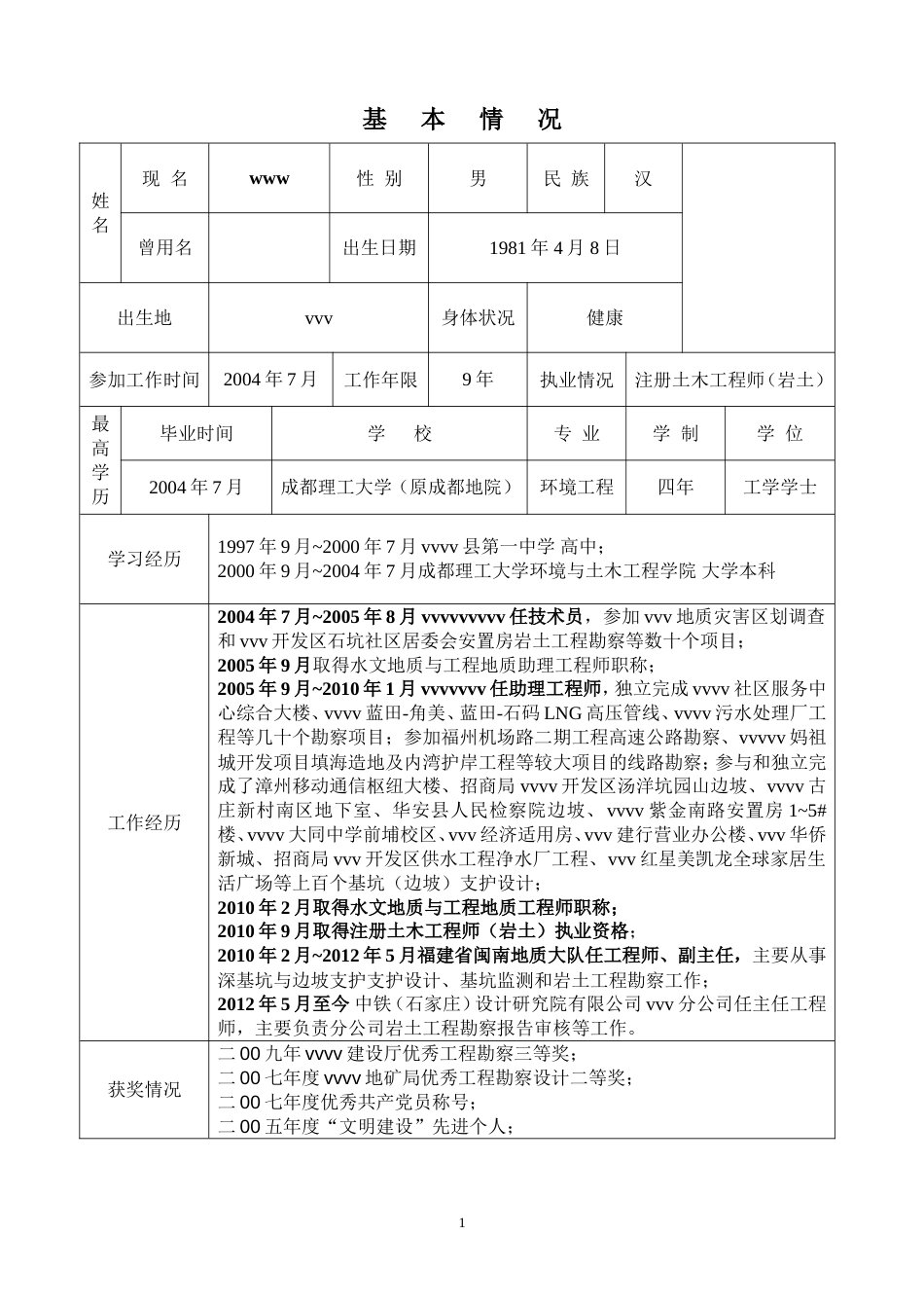 个人简历模板[共2页]_第2页