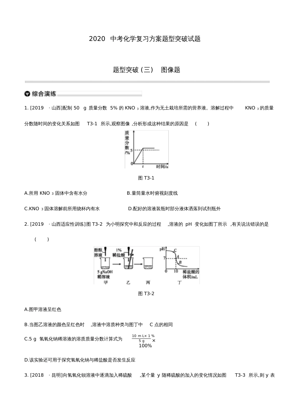 2020中考化学复习方案题型突破03图像题试题20200317217_第1页