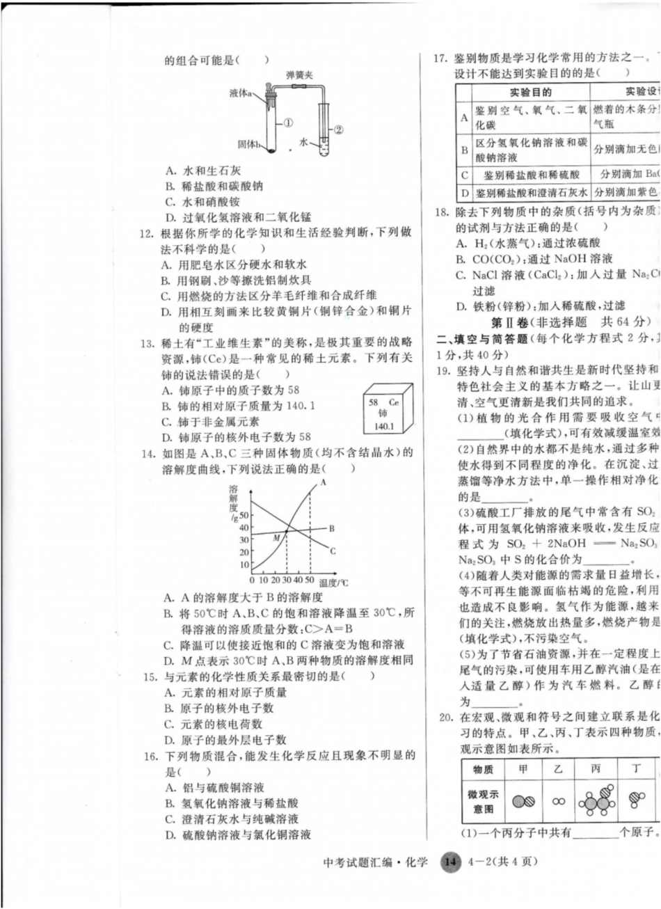 临沂市初中化学学业水平考试题_第2页