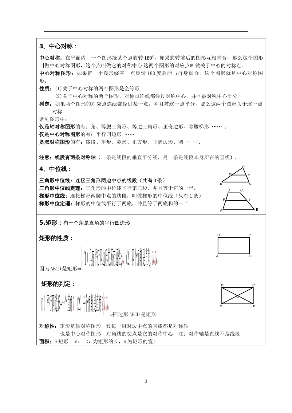 2016新湘教版八年级下册数学四边形知识点_第3页