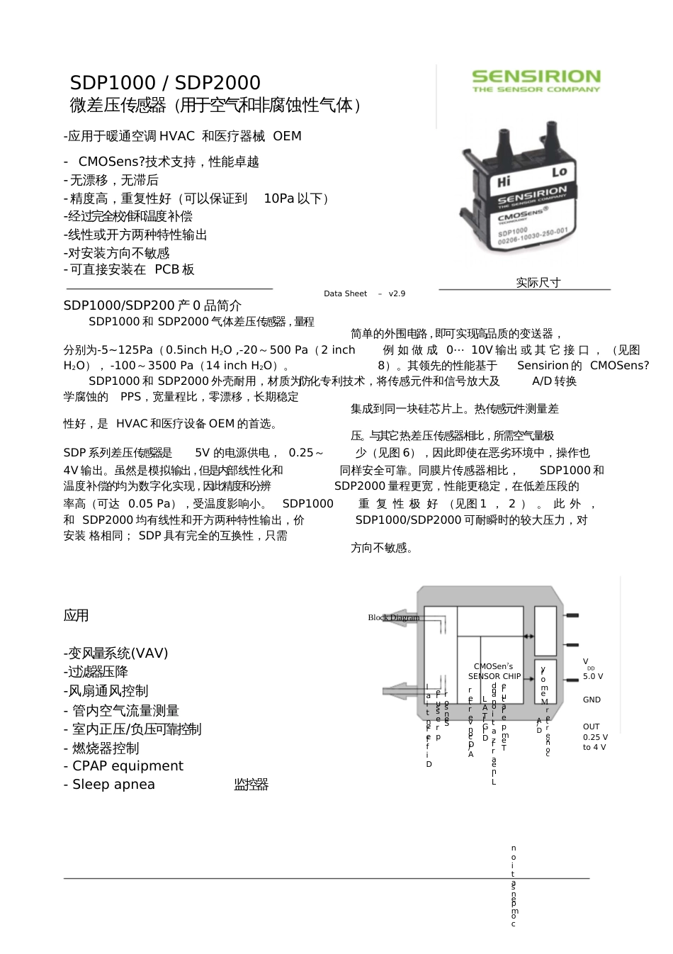 SDP10002000差压传感器气体质量流量计_第1页