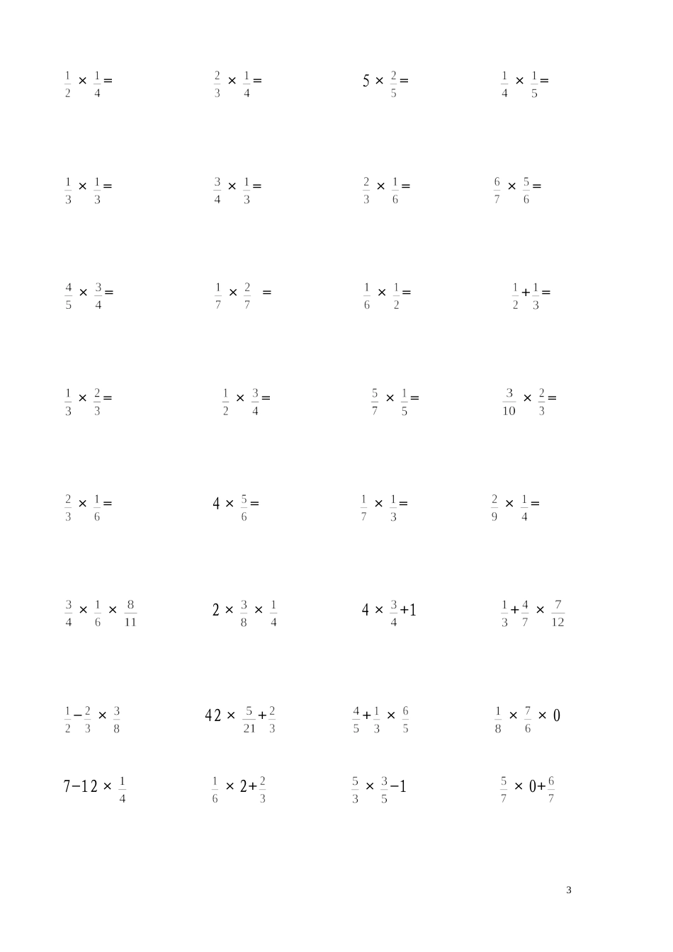 六年级上册数学分数乘法计算题[共5页]_第3页