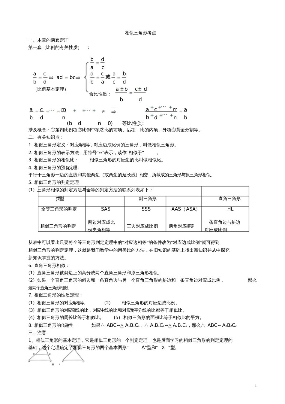 九年级数学相似三角形知识点及习题[共4页]_第1页