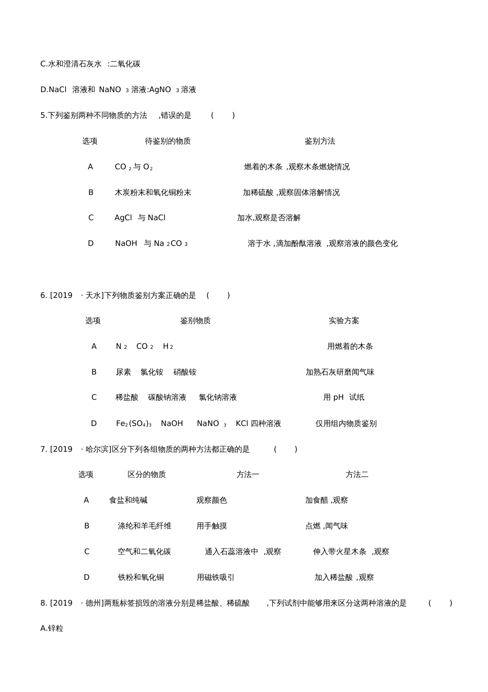 2020中考化学复习方案题型突破01物质的检验和鉴别试题20200317215_第2页