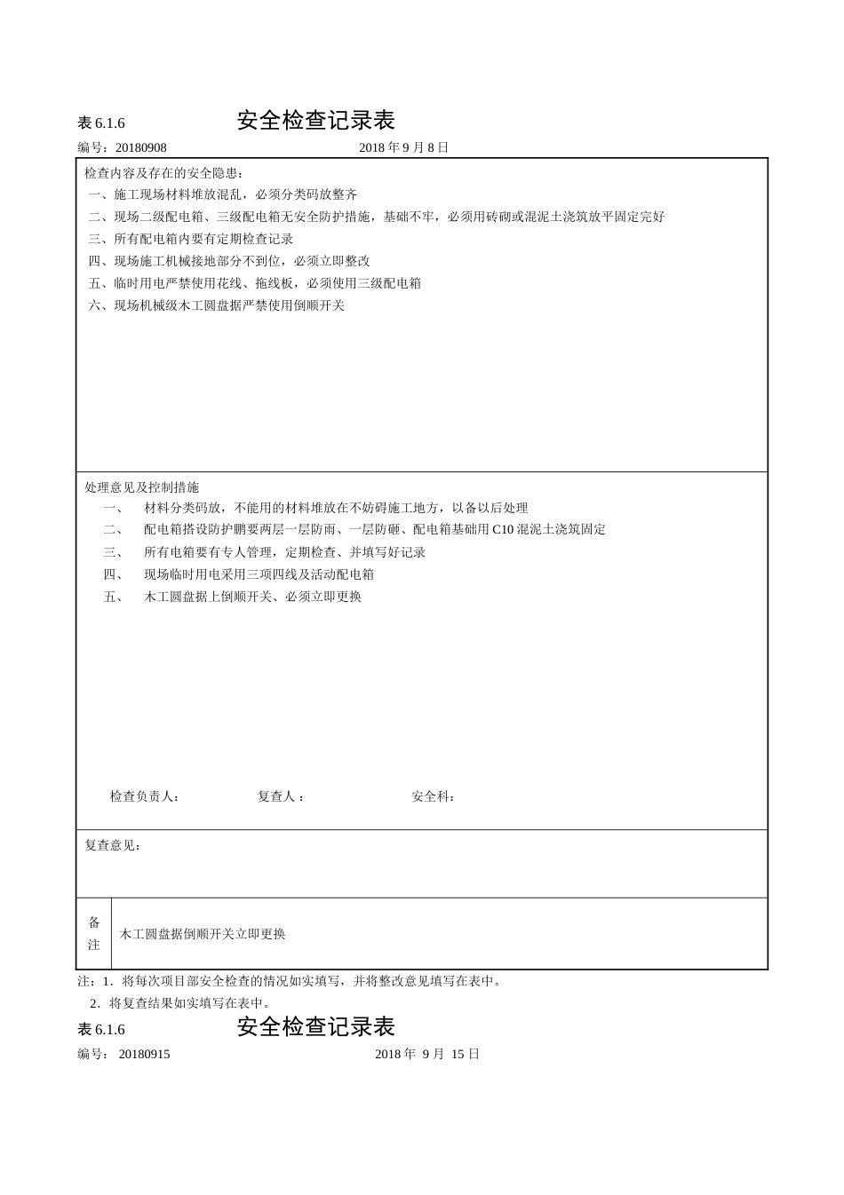 安全检查记录：表6.1.6[共49页]_第1页