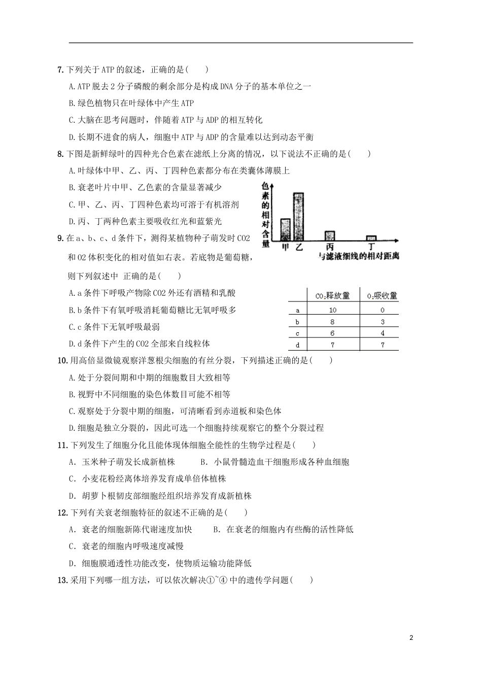 高台 高二生物下学期期末考试试题_第2页