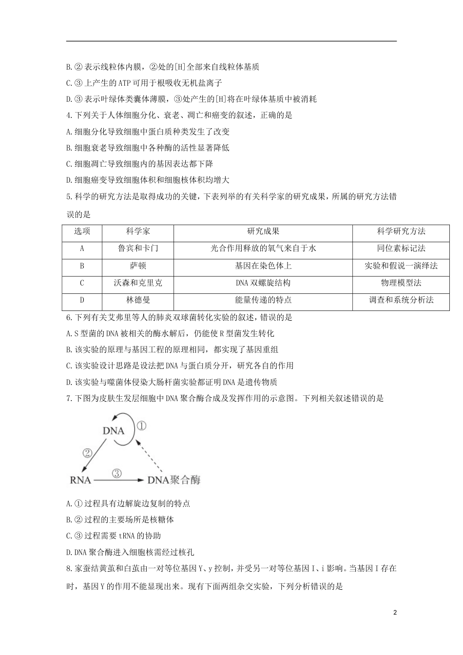 高考生物考前卷三_第2页
