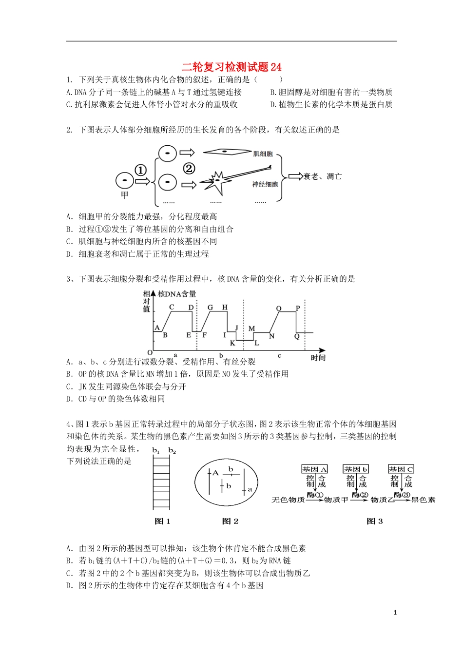 高考生物二轮复习模拟检测试题24_第1页