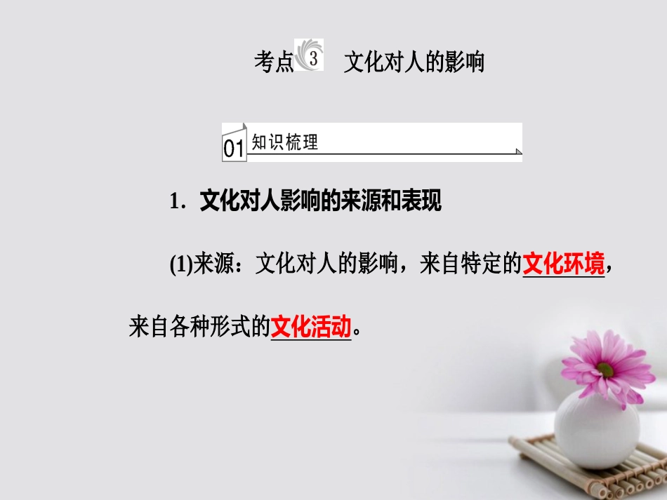 高考政治一轮复习 文化与生活 专题九 文化与生活 考点3 文化对人的影响课件_第2页