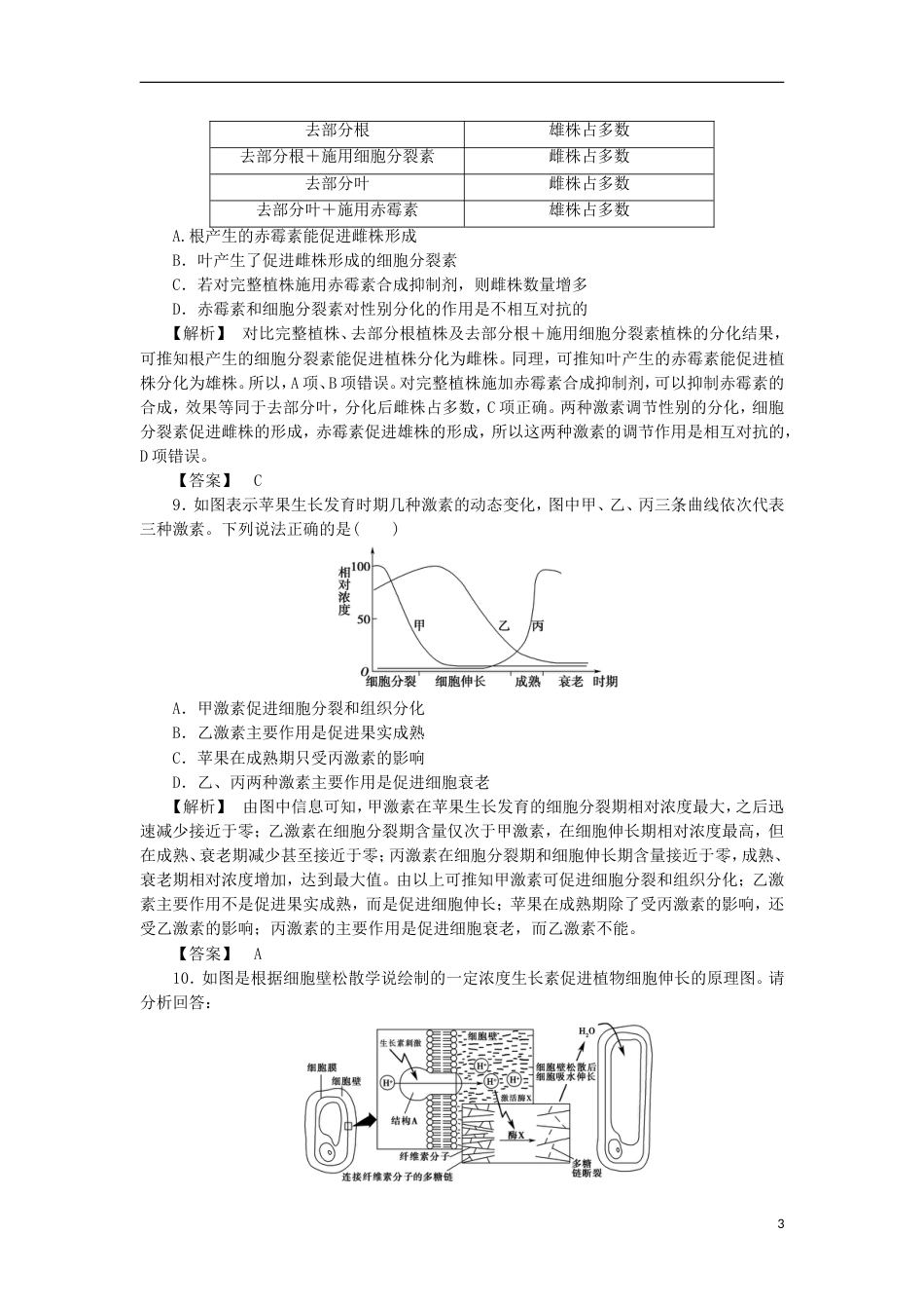 高考生物大一轮复习分层提能限时练植物生命活动的调节新人教_第3页