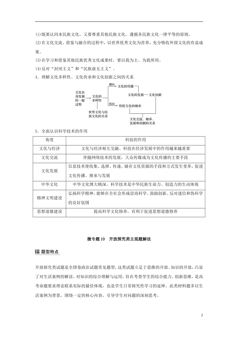 高考政治一轮复习第十单元文化传承与创新单元综合提升讲义新人教必修_第2页