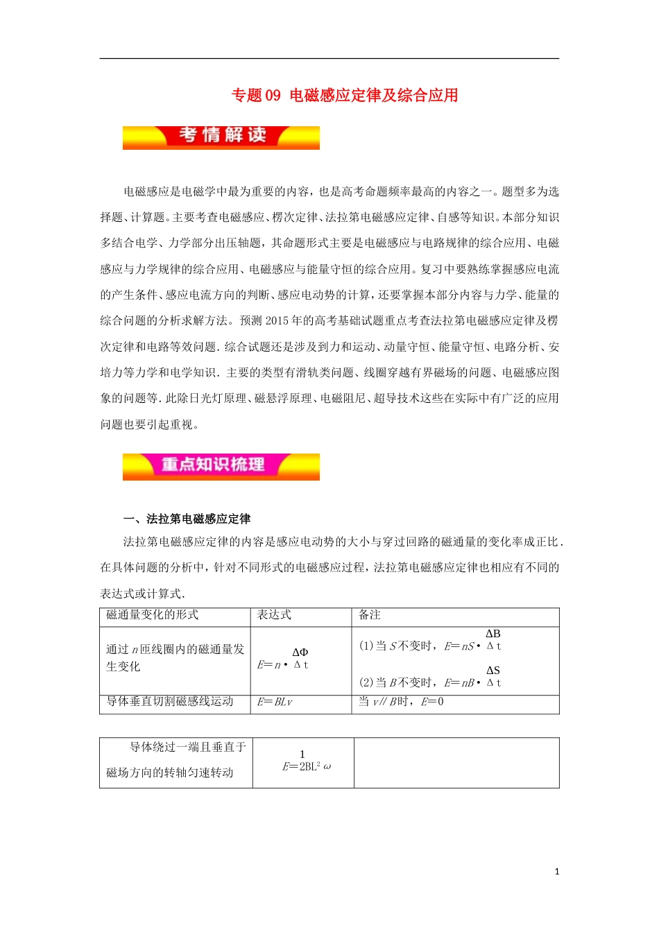 高考物理二轮复习专题电磁感应定律及综合应用教学案_第1页
