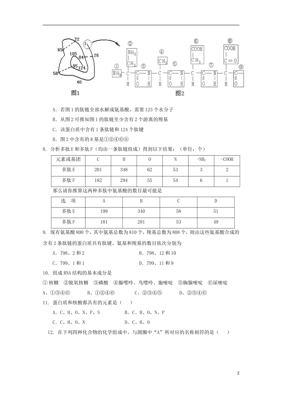 高考生物第二单元细胞的自我保障单元测试4中图版必修1_第2页