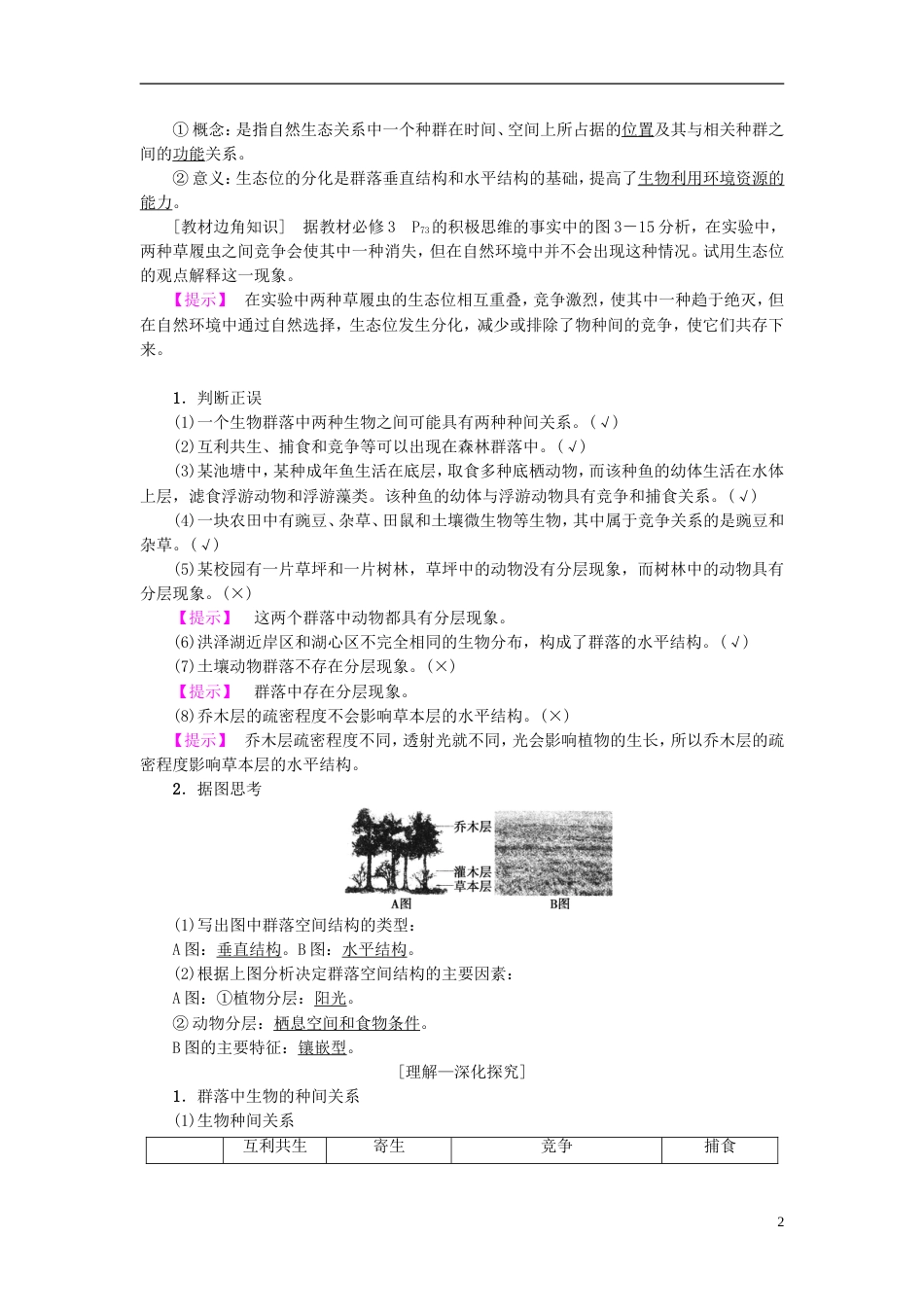 高考生物一轮复习第单元种群和群落第讲群落的结构和演替学案苏教_第2页