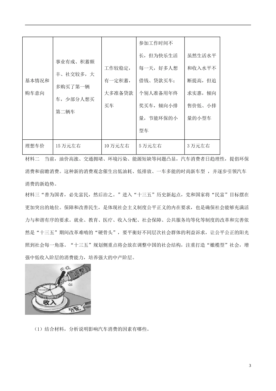 高考政治一轮复习大题狂练系列专题生活与消费_第3页