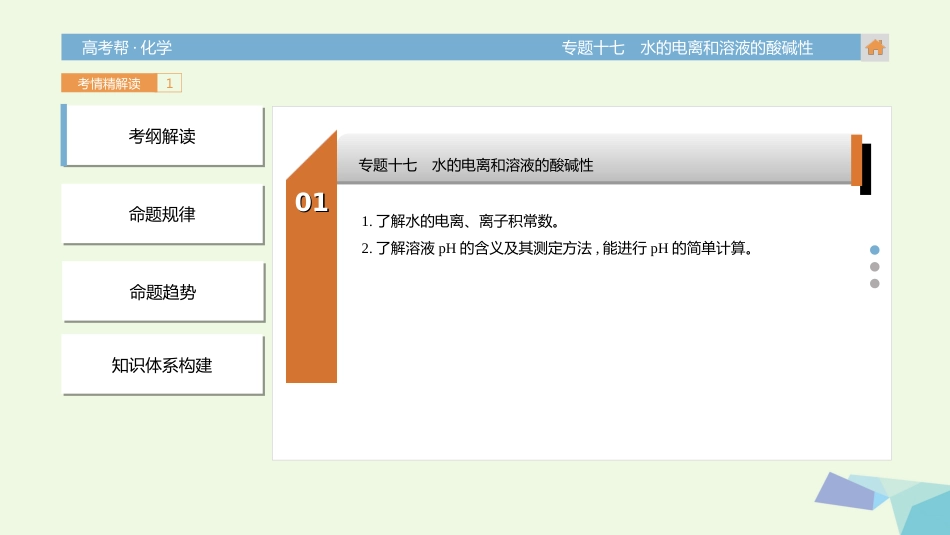 高考化学一轮总复习 专题　水的电离和溶液的酸碱性课件_第3页