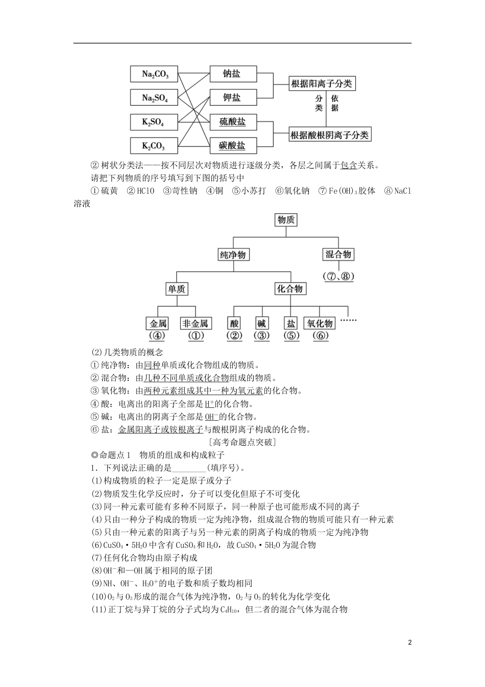 高考化学一轮复习第章元素与物质世界第节元素与物质的分类学案鲁科_第2页