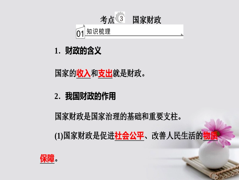 高考政治一轮复习 经济生活 专题三 收入与分配 考点3 国家财政课件_第2页