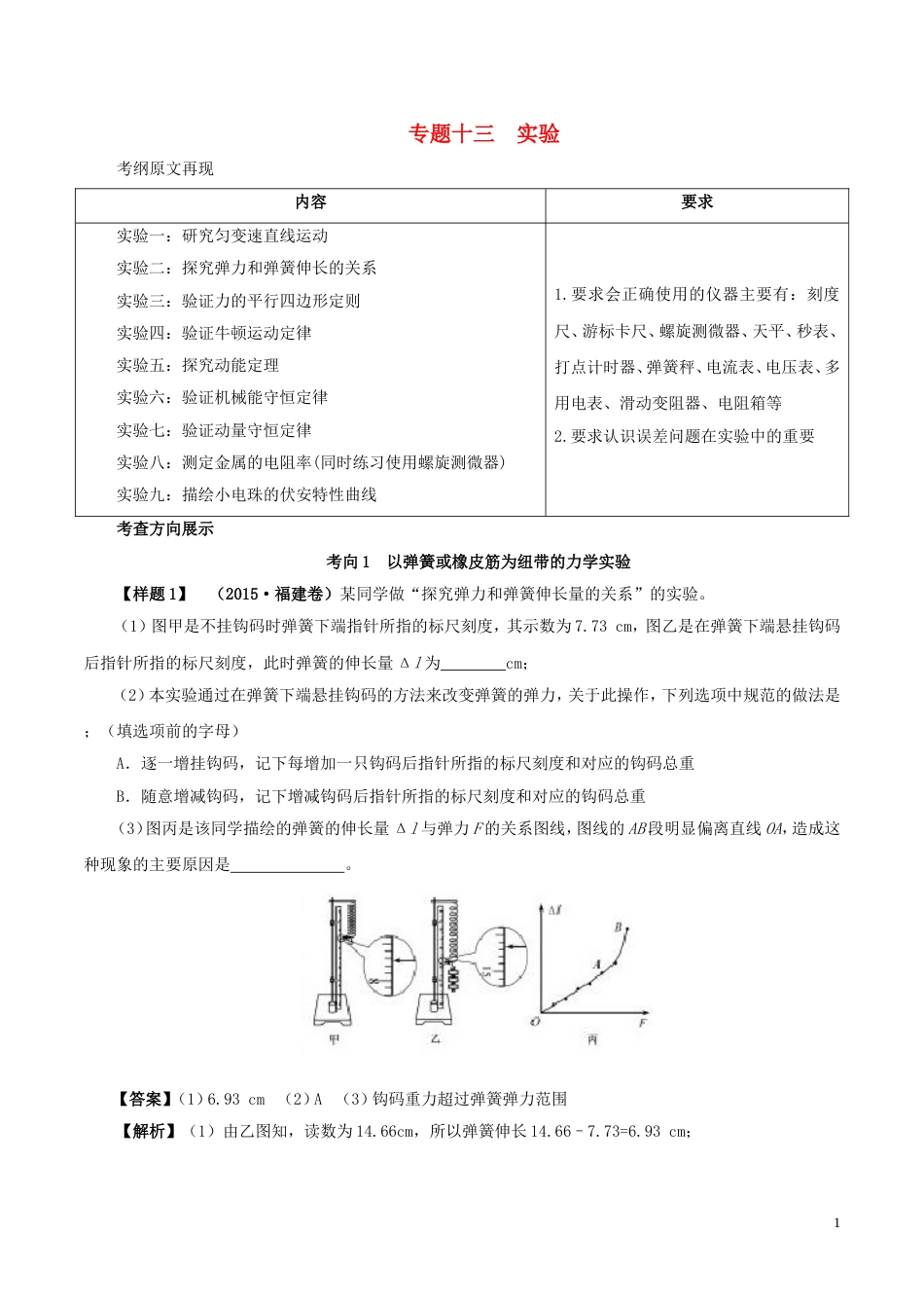 高考物理考试大纲解读专题实验_第1页