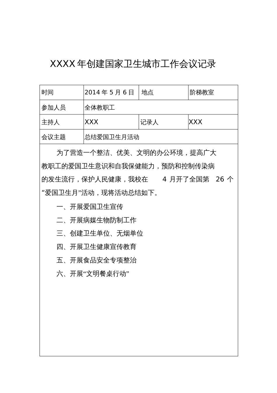 创建国家卫生城市工作会议记录模版[共5页]_第3页