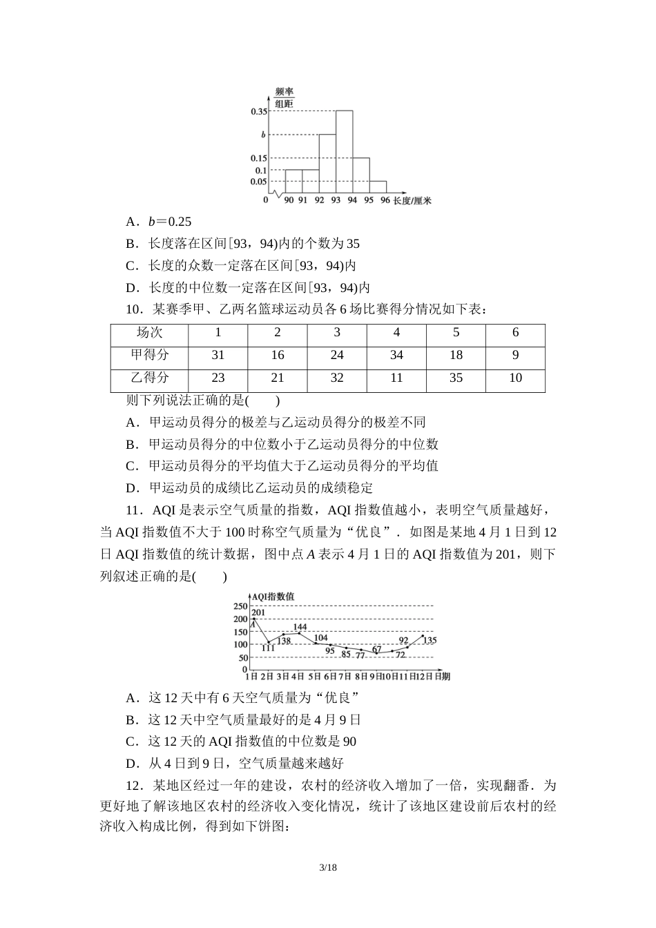 第14章统计单元测试题-2020-2021学年高一下学期数学苏教版（2019）必修第二册_第3页