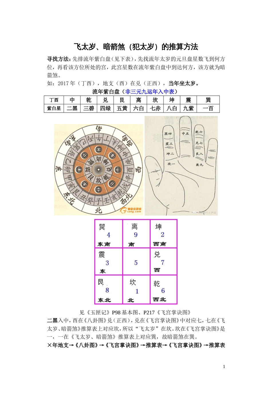 飞太岁、暗箭煞的推算方法_第1页