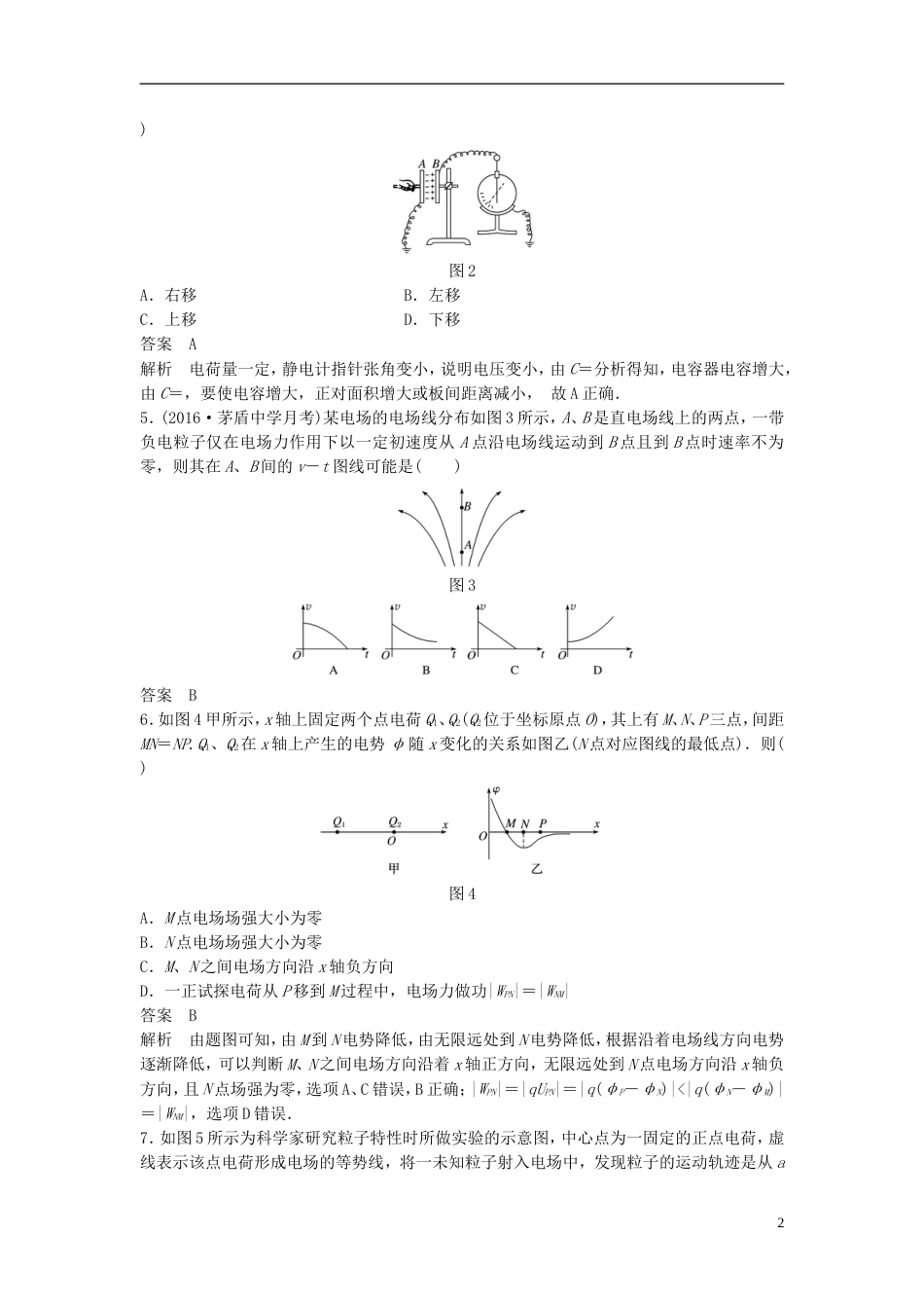 高考物理大一轮复习第六章静电场章末验收卷_第2页