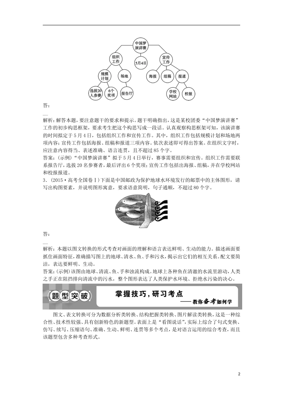 高考语文一轮总复习第五部分语言文字运用专题七图文表文转换教师用书_第2页