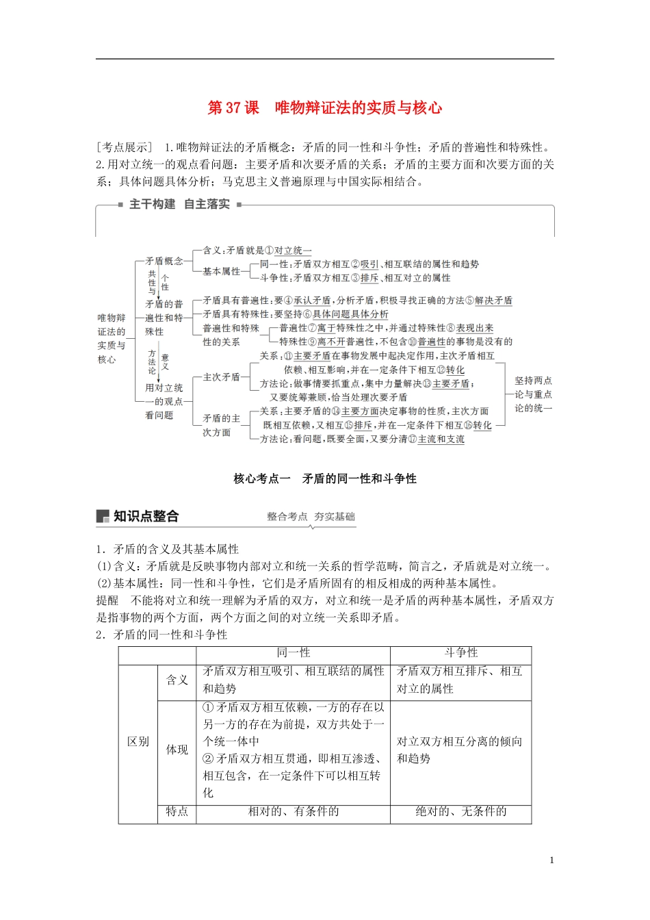 高考政治一轮复习第十四单元思想方法与创新意识唯物辩证法的实质与核心讲义新人教必修_第1页