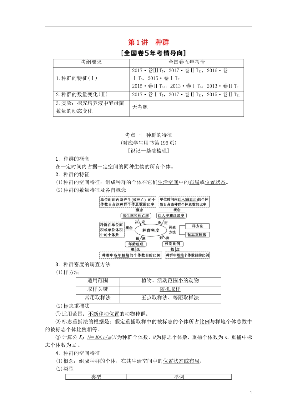 高考生物一轮复习第单元种群和群落第讲种群和群落学案苏教_第1页