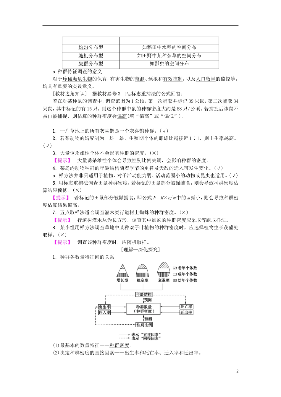 高考生物一轮复习第单元种群和群落第讲种群和群落学案苏教_第2页