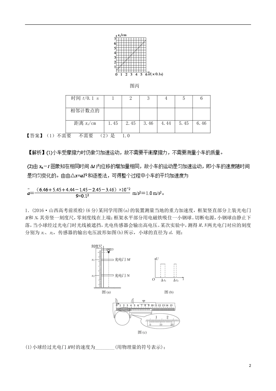 高考物理二轮复习考点千题精练第十二章物理实验专题研究匀变速直线运动_第2页