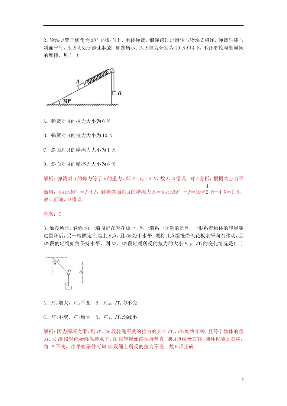 高考物理专题力与物体的平衡热点难点突破_第2页