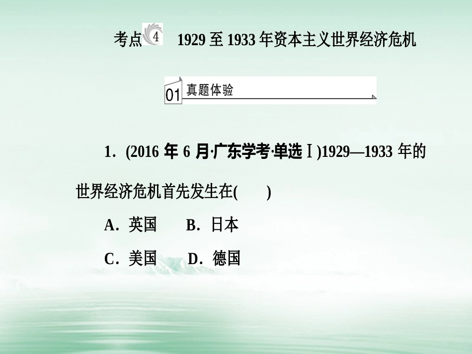 高考历史一轮复习 专题十二 世界各国经济体制的调整和创新 考点4 1929至资本主义世界经济危机课件_第2页