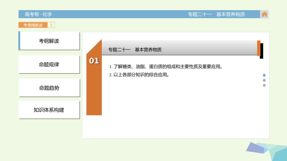 高考化学一轮总复习 专题 基本营养物质课件_第3页