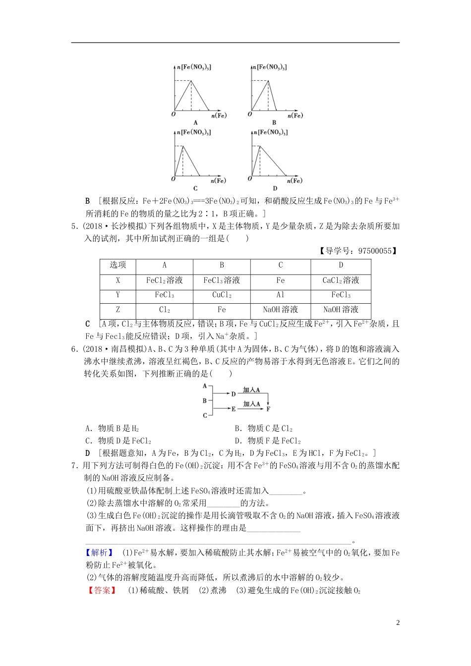 高考化学一轮复习课时分层训练铁及其化合物_第2页